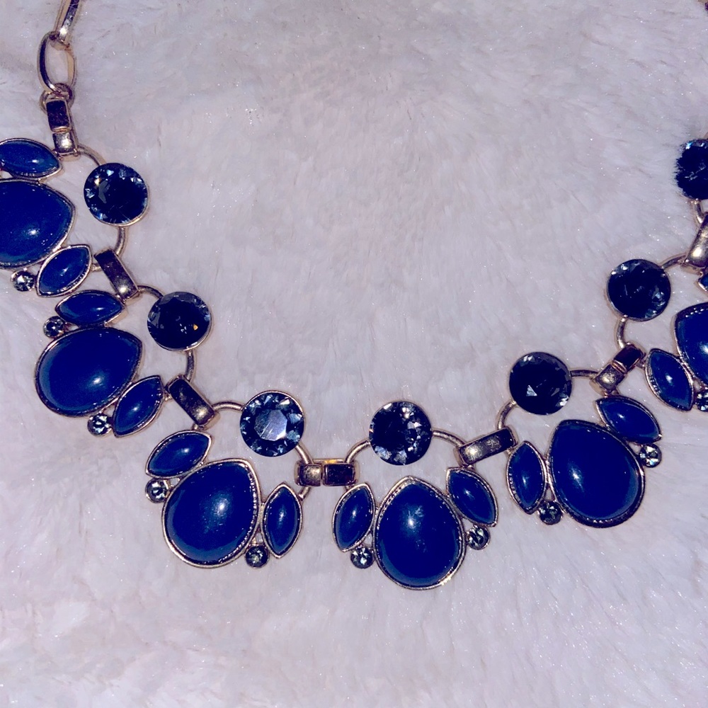 Blue Statement Necklace-20” long